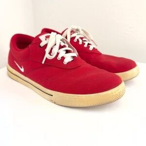 Nike Lunarlon Swingtip Red Canvas Golf Shoes Sz 10